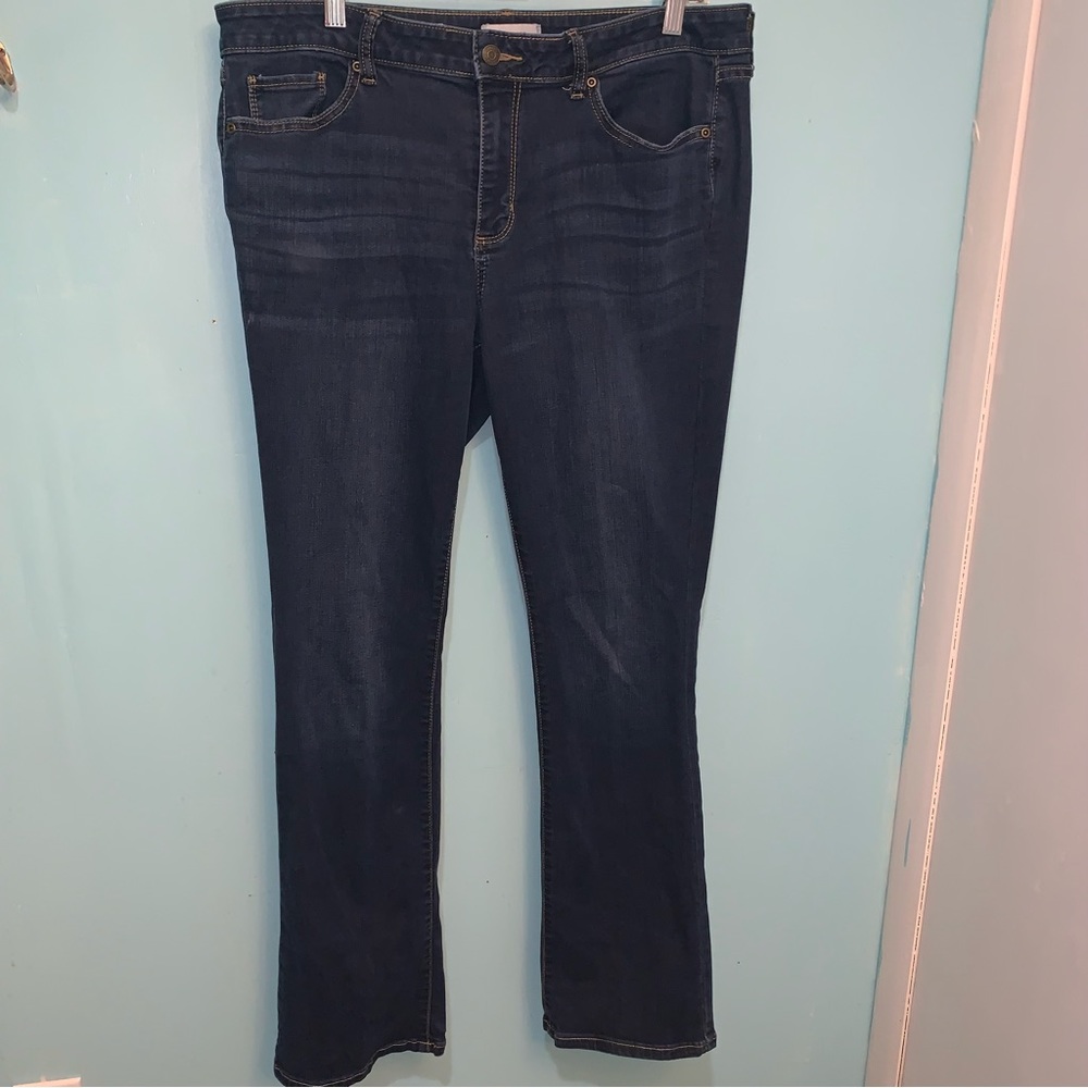 Sonoma Women's 16 Med. Wash 5-Pocket Mid-Rise Flat Front Stretchy Bootcut Jeans